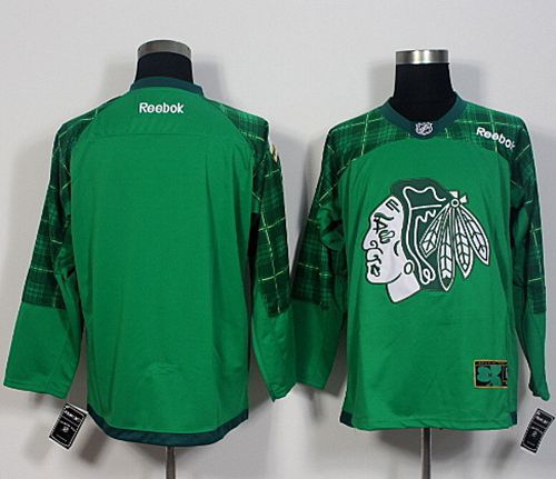 Blackhawks Blank Green St. Patrick's Day New Stitched NHL Jersey - Click Image to Close